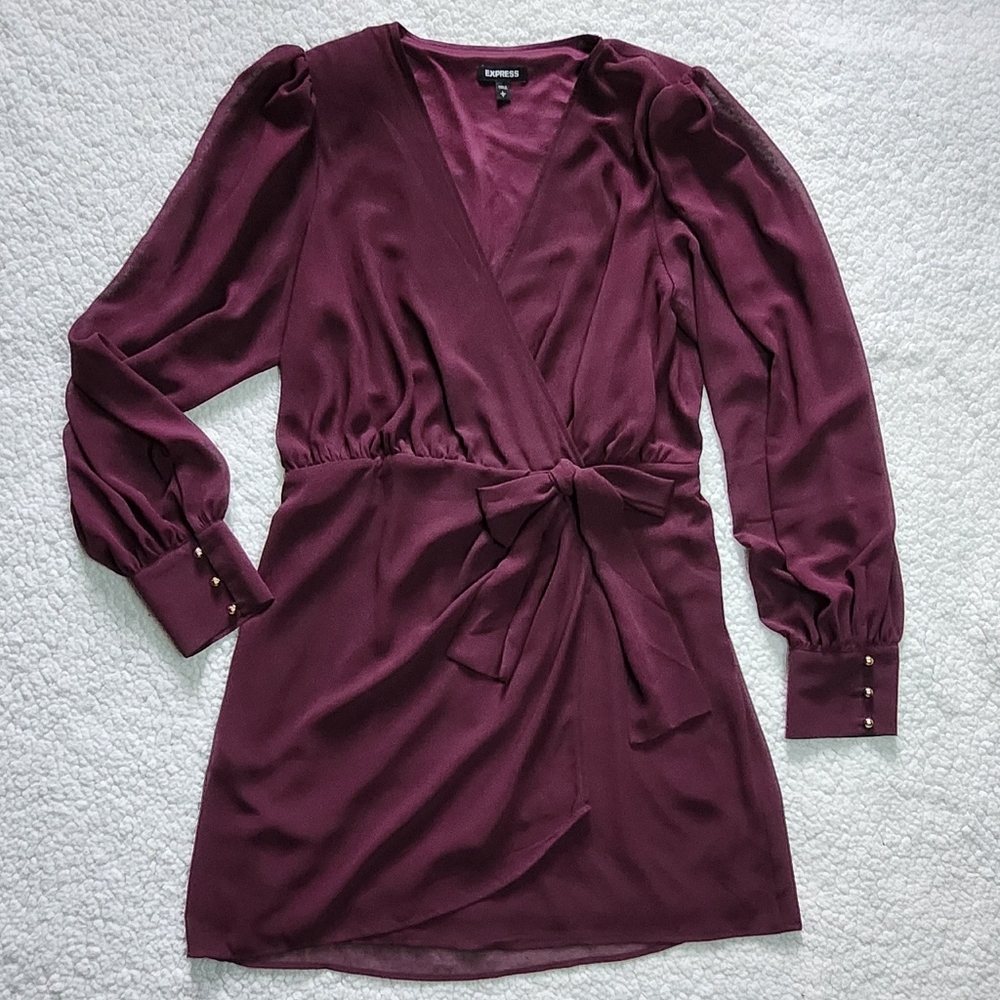 Burgundy Wrap Dress From Express Size Large